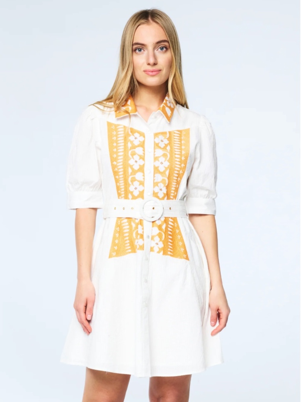 Ciebon Ameera Embroidered Mini Shirt Dress